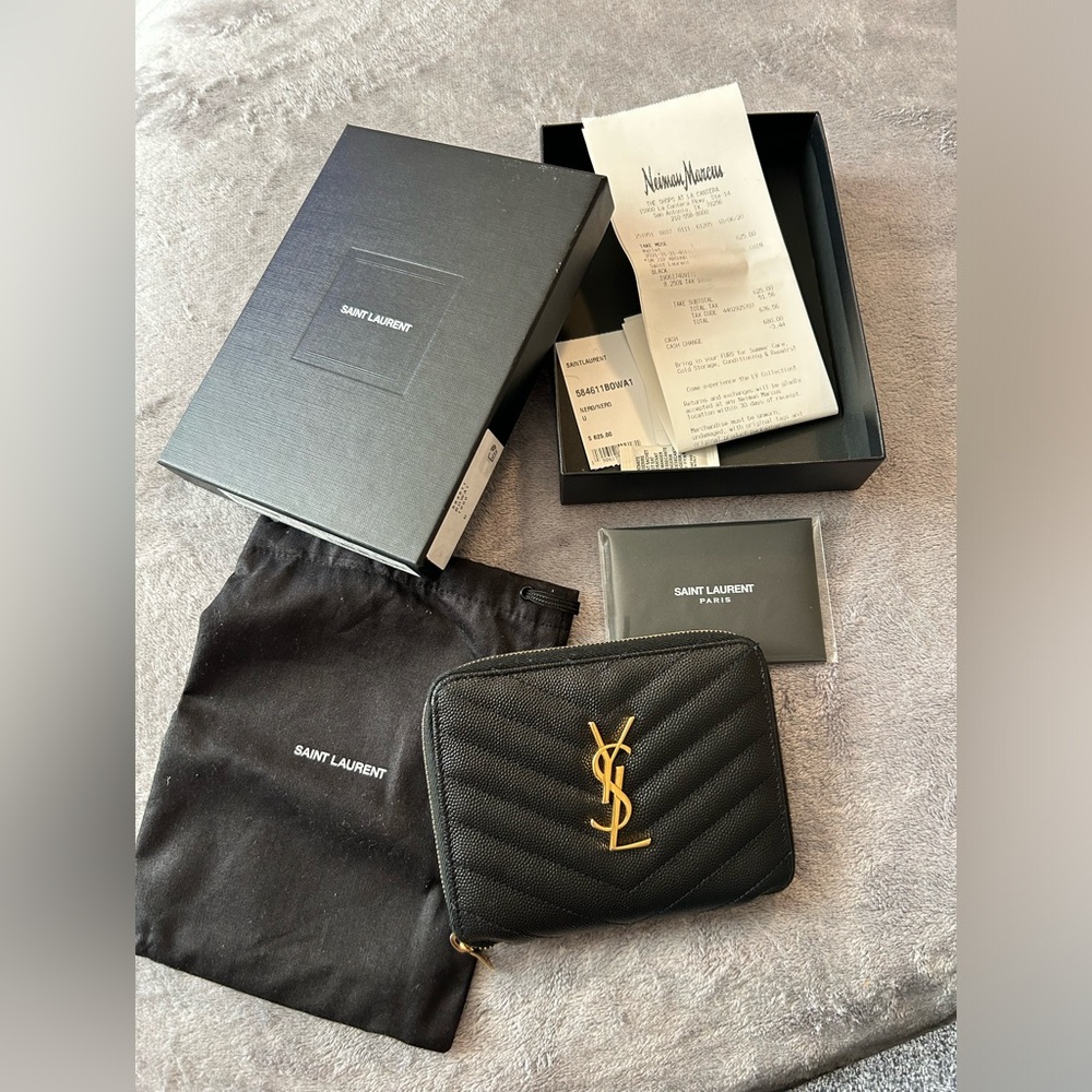 Saint Laurent SM Zip Around French Purse Inside Coin YSL Nero 584611BOWA1